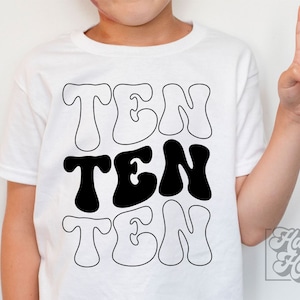 Retro Ten SVG - neuvième anniversaire garçon chemise SVG - téléchargement immédiat - fichier Cricut - 10e anniversaire fille png - SVG double chiffres - silhouette 10