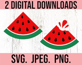 Watermelon Slice Clipart SVG - Watermelon SVG - Fruit png - Digital Download - Bitten Watermelon svg - Summer Silouette Cricut Cut File PNG