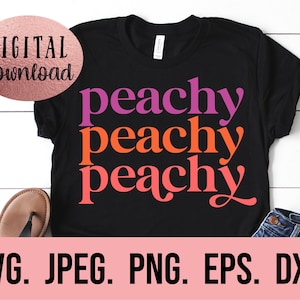 Peachy SVG - Boho Peachy PNG - Retro Stacked Peachy Design - Cricut Cut File - Instant Download - Retro Summer SVG - Trendy vsco svg file