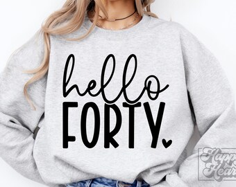 Hallo vierzig SVG PNG - 40. Geburtstag Design - Vierzig SVG - Hallo 40 Shirt Design - Digital Download - Cricut Cut Datei - 40