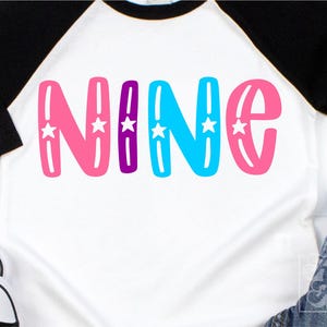 9e anniversaire fille SVG PNG - Cloud Nine svg - neuvième anniversaire SVG - téléchargement numérique Cricut - Birthday Girl Design - Bonjour 9 Shirt Design