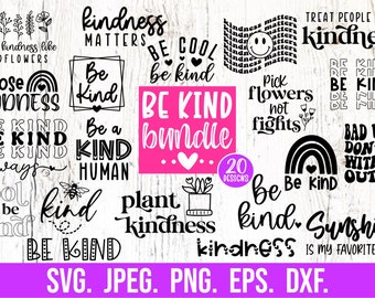 Kindness SVG Bundle - Be Kind SVG - Cricut Cut File - Pink Shirt Day svg - Inspirational - Anti Bullying Clipart - Be a Kind Human Clipart