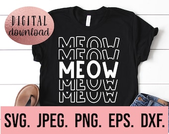 Miau SVG - Katzenmama Digital Download - Cricut Cut Datei - Silhouette - Katzenmama - Katzenliebhaber Clipart - Katzenlady Clipart - Lustige Katze - Katzenspruch