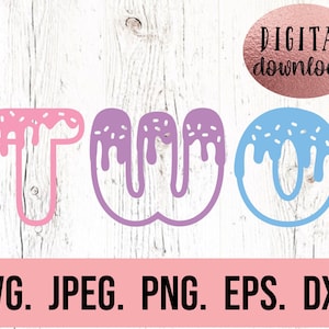 2nd Birthday SVG - Donut Birthday SVG - Two Birthday Girl Shirt - Donut Theme Digital Download - Birthday Clipart - Two Sweet Birthday
