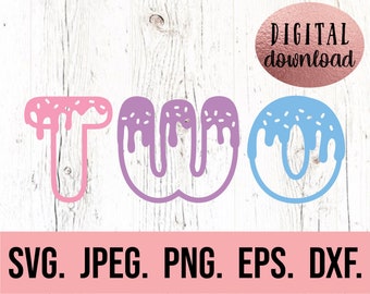 2e verjaardag SVG - donut verjaardag SVG - shirt twee verjaardag meisje - donut thema digitale download - verjaardag clipart - twee zoete verjaardag