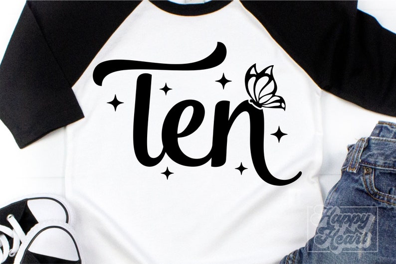 Butterfly Birthday Ten SVG PNG - 10th Birthday Girl SVG - Hello Ten ...