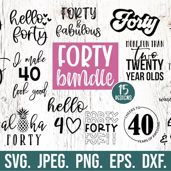 40th Birthday SVG Bundle - 40th Birthday svg - Forty SVG - Hello Forty Design - Instant Download - 40th Birthday SVG - Aloha 40 - Hello 40