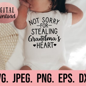 Não me desculpe por roubar o coração da vovó svg - Meu coração pertence à vovó svg - Download digital - Arquivo Cricut - Dia das Mães - Eu amo a vovó
