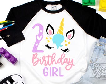 2nd Birthday Girl Unicorn SVG - Second Birthday PNG - Two Birthday Girl - Digital Download - Magical Birthday Girl Design - Cricut Cut File