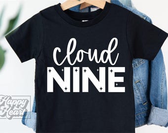 Nube Nueve SVG - Noveno Cumpleaños SVG - Camiseta de Niña de Noveno Cumpleaños PNG - Descarga Digital Cricut - Diseño de Niña de Cumpleaños - Era del Noveno Cumpleaños