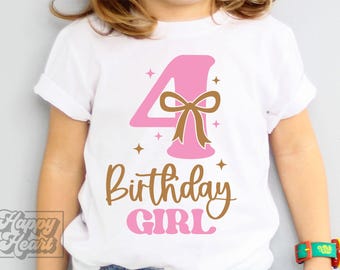 4-årsdagsflicka rosett SVG PNG - 4-årsdagsdesign - Fancy Fabulous Four svg - Digital nedladdning - Födelsedagsflicka design - Fyra skjorta SVG