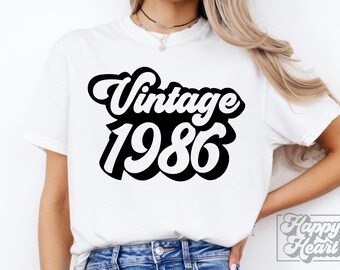 ヴィンテージ 1986 オリジナル SVG PNG - 40 - 40歳の誕生日デザイン - レトロ Hello 40 バースデー クルー シャツ - 限定版 - Cricut カット ファイル