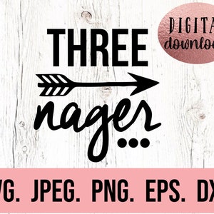 3e verjaardag SVG - Threenager SVG - shirt derde verjaardag jongen - digitale download - feestvarken ontwerp - drie verjaardagen SVG - meisje verjaardag