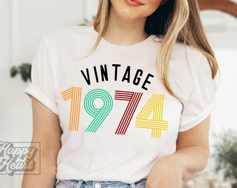 Vintage 1974 SVG PNG - Fifty AF svg - 50th Birthday Design - Hello Fifty Design - Digital Download - Cricut Cut File - 50th Birthday svg