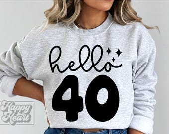 Hallo 40 SVG PNG - 40. Geburtstag Design - Vierzig Ära SVG - Hallo vierzig Shirt Design - Digital Download - Cricut Cut Datei - 40