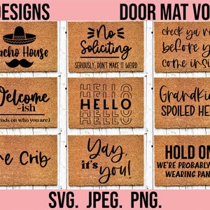 Paquete SVG de felpudo - Felpudo de saludos svg png - Archivo Cricut - Descarga instantánea - Diseño divertido de felpudo para la puerta de entrada - Felpudo DIY svg - Sarcástico