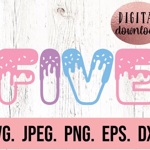 5-årsdag SVG - Donut födelsedag SVG - Fem födelsedag flicka skjorta - Donut tema digital nedladdning - födelsedag Clipart - söt födelsedag 5 svg