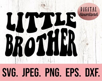 Hermano pequeño SVG - Hermanito - Diseño de nuevo hermanito - Hermano bebé SVG - Archivo Cricut - Descarga instantánea - Hermano pequeño retro vintage ondulado
