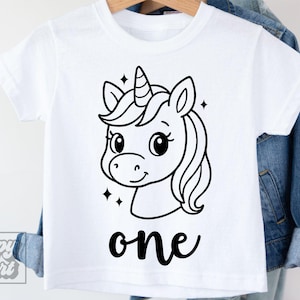 Unicornio de primer cumpleaños - SVG de primer cumpleaños - Niña de un cumpleaños - Descarga digital - Diseño de primer cumpleaños - Archivo de corte Cricut PNG