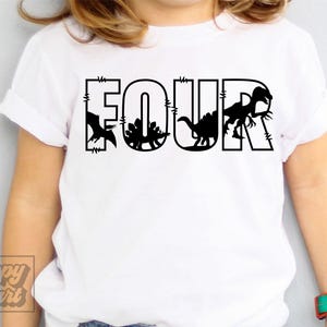 4th Birthday Dinosaur SVG PNG - I am Four Dinosaur SVG - T Rex Birthday Boy Shirt - Digital Download - Birthday Boy - Four Hear Me Rawr