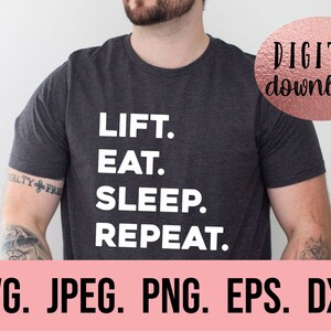 Fitness SVG-paket - direkt nedladdning - Cricut Cut-fil - Hustle For The Muscle - Drop It Lie A Squat - Gym svg - Motiverande png - träning bild 5
