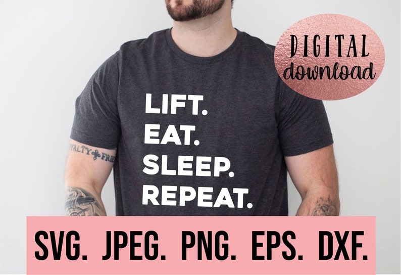 Fitness SVG-paket - direkt nedladdning - Cricut Cut-fil - Hustle For The Muscle - Drop It Lie A Squat - Gym svg - Motiverande png - träning bild 5