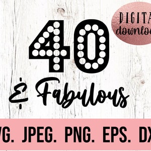 Paquete SVG de 40 cumpleaños - SVG de 40 cumpleaños - Cuarenta SVG - Diseño de Hola Cuarenta - Descarga instantánea - SVG de 40 cumpleaños - Aloha 40 - Hola 40 imagen 4