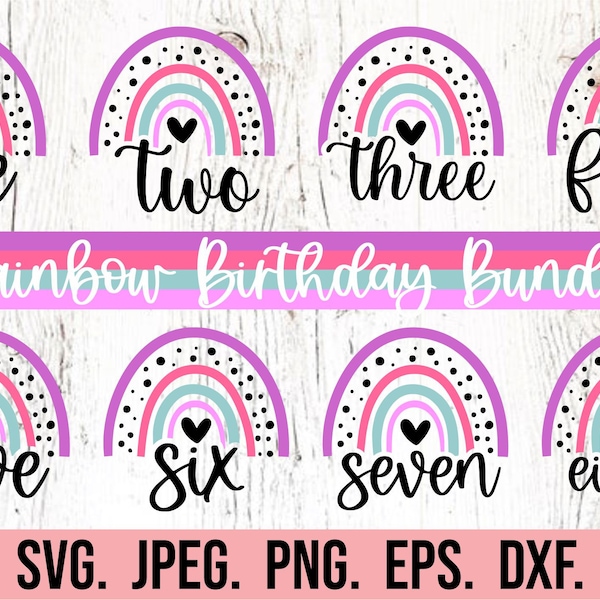 Rainbow Birthday Girl SVG Bundle - First Birthday Girl Shirt SVG - Instant Download - png jpeg - Cricut File - Birthday Girl Rainbow