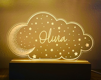 Personalized Night Light Moon and Star, Nursery Decor, Anniversary Gift, Kids Room Decor, Newborn Gifts, Baby Gift with Name
