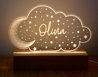 Custom Night Light Moon and Star with Name, Nursery Decor, Anniversary Gift, Kids Room Decor, Newborn Gifts, Baby Gift with Name