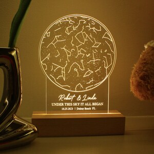Veilleuse personnalisée avec tableau des constellations, carte des étoiles sur la veilleuse, cadeau pour petit ami et petite amie, cadeau pour couples / mariage / anniversaire