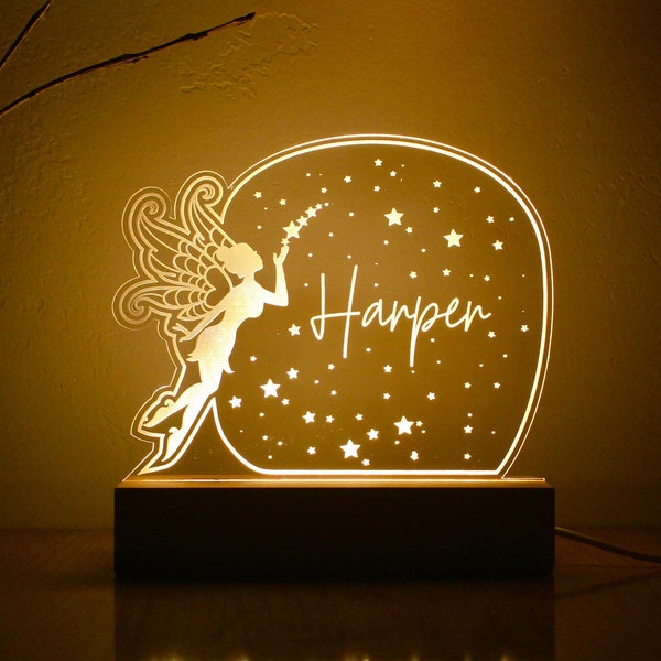 Custom Night Light Fairy Moon Star, Nursery Decor, Anniversary Gift, Kids Room Decor, Newborn Gifts, Baby Gift with Name