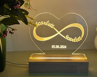 Infinity Nachtlicht - Hochzeitsgeschenkideen - Jahrestagsgeschenk - Verlobungsgeschenk - frisch verheiratetes Geschenk - Gastgeschenke Hochzeit - Geschenk für Sie und Ihn