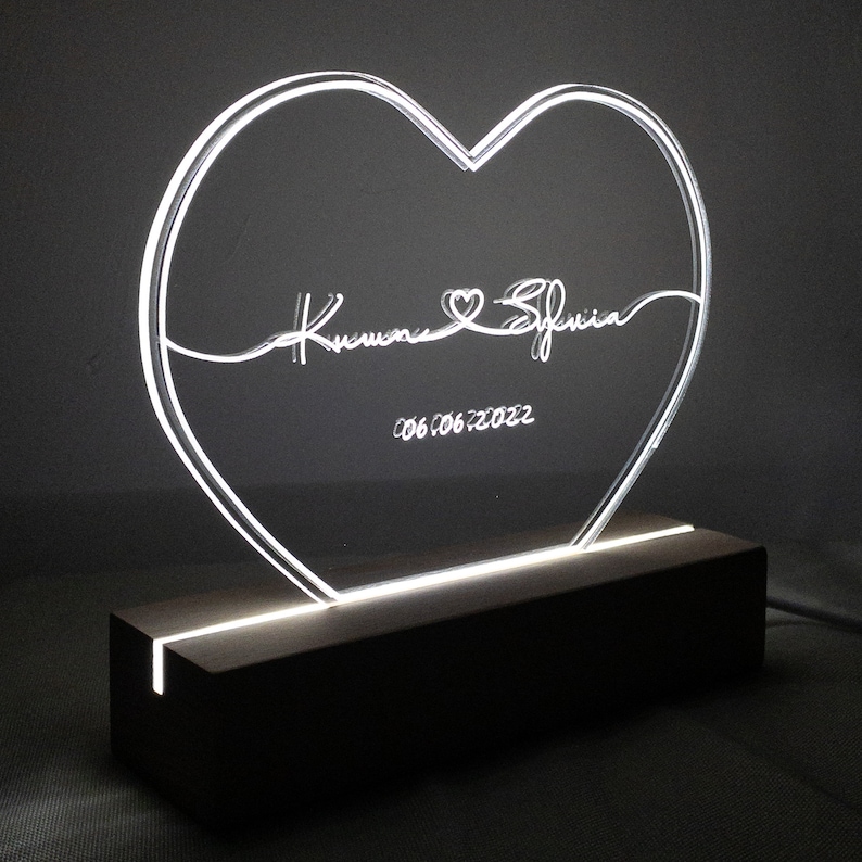 Benutzerdefinierte 3D-LED-Nachtlicht mit zwei Namen Liebhaber, Hochzeit Schreibtischlampe, Jahrestagsgeschenk, Geburtstagsgeschenke, Schlafzimmerlampe, Schlaflicht, ÜBERRASCHUNG Bild 6