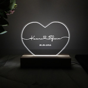 Benutzerdefinierte 3D-LED-Nachtlicht mit zwei Namen Liebhaber, Hochzeit Schreibtischlampe, Jahrestagsgeschenk, Geburtstagsgeschenke, Schlafzimmerlampe, Schlaflicht, ÜBERRASCHUNG Bild 2