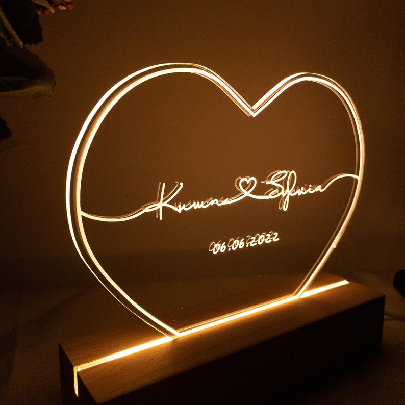 Custom Night Light With Anniversary Gift Valentine's Day Etsy