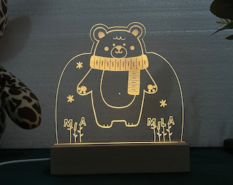 Bear Baby Night Light, Baby Gift Birth, Nursery Light, Baby Shower Gift, Birth Gift Girl and Boy, Twin Baby Gift, Baby Boy Nightlight