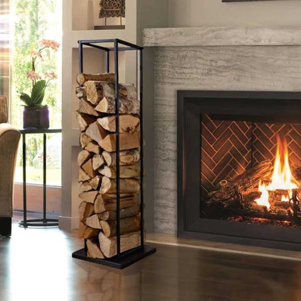 Firewood Holder | Metal Firewood Rack | Indoor Outdoor Fireplace Firewood Holder | Industrial Style Firewood Rack