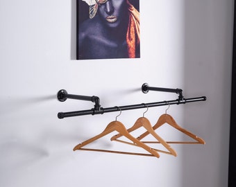 Wall Mounted Clothes Rack, Industrial Clothing Rack, Pipe Clothes Hanger, Wall Mounted Clothing Rack