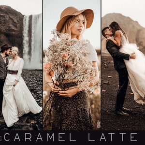 15 Lightroom-förinställningar för mobil och dator med kaffe, latte och brunt | Boho, vintage, brud, mörker och bröllopsfilter