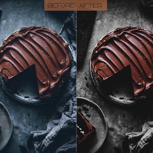 May include: A close-up of a chocolate cake with a slice removed, frosted with dark chocolate frosting and topped with a sprinkle of sea salt. The cake is on a grey plate and a grey background.