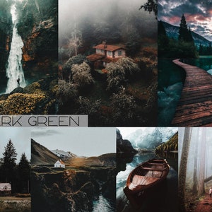 15 DARK GREEN Lightroom Mobile & Desktop Presets • Travel Presets • Moody Presets • Green Mood • Dark •  natural aesthetic • Landscape