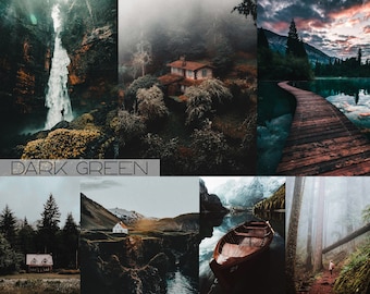 15 DARK GREEN Lightroom Mobile & Desktop Presets • Travel Presets • Moody Presets • Green Mood • Dark •  natural aesthetic • Landscape