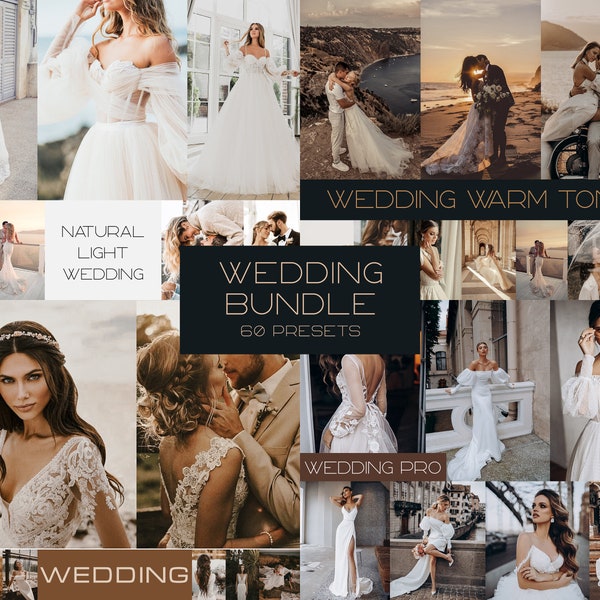 60 WEDDING Lightroom Mobile & Desktop Presets Bundle • préréglage de mariage • Lumineux • Instagram Blogger • Préréglages de mariage pour la photographie de couple