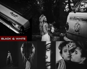 30 préréglages Lightroom noir et blanc pour mobile et ordinateur de bureau | Monochrome, contraste monochrome, filtres sombres