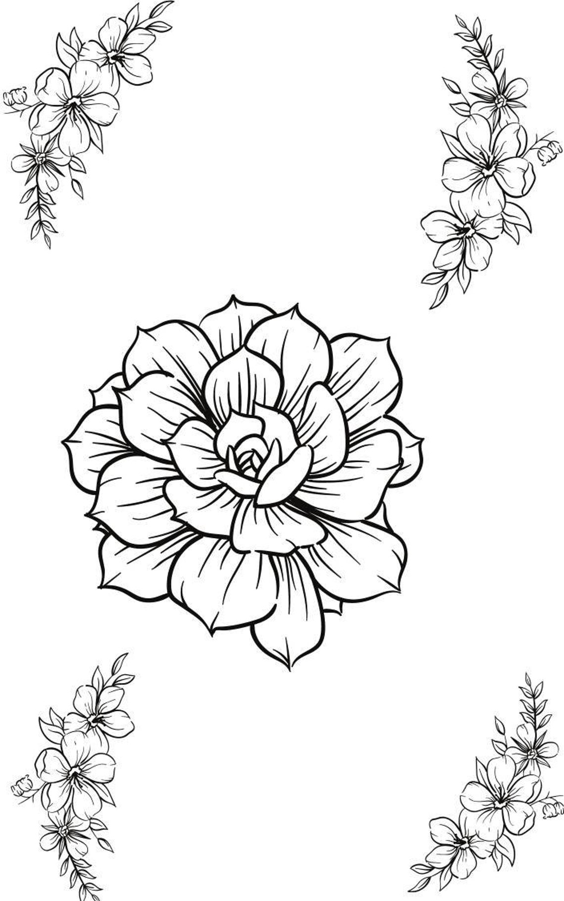 Simple Flowers Coloring Pages - Etsy