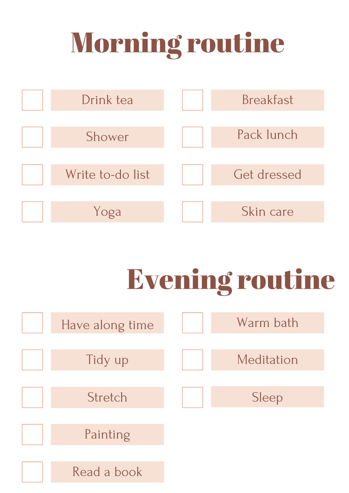 Editable Daily Checklist, Daily Routine, Printable Daily Routine ...