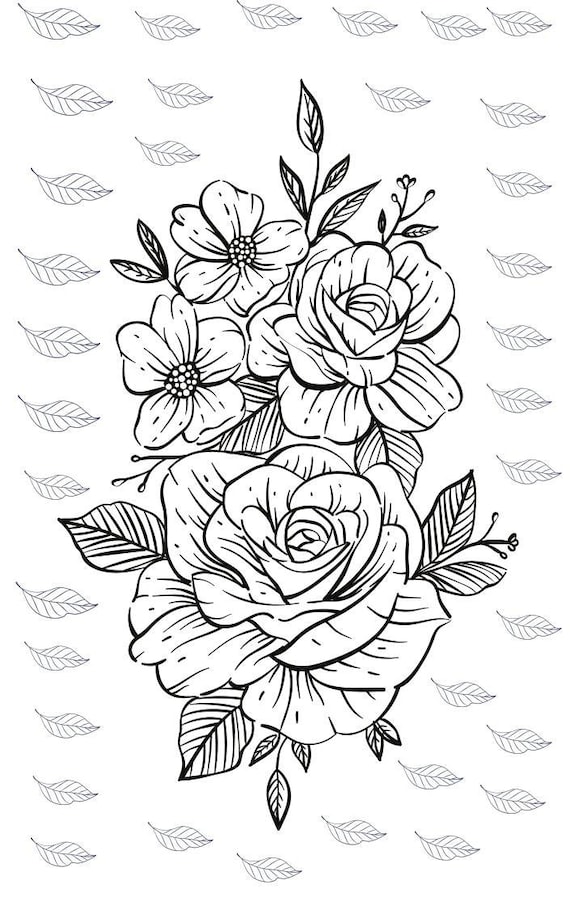 Simple Flowers Coloring Pages - Etsy