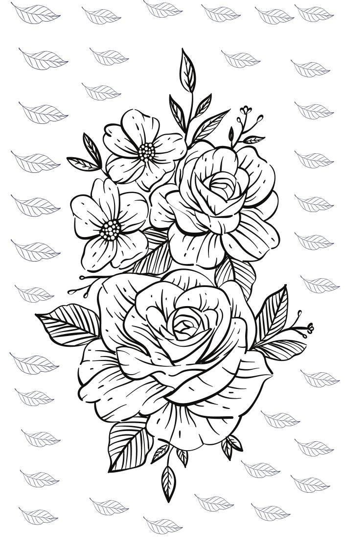 simple flowers colouring pages etsy