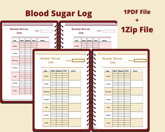 Blood Sugar Log Printable Blood Sugar Journal Blood Glucose | Etsy